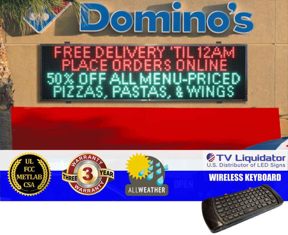 135&Prime; x 36&Prime; Outdoor Programmable LED Signs ~ UL, MET, CSA, FCC – TV Liquidator