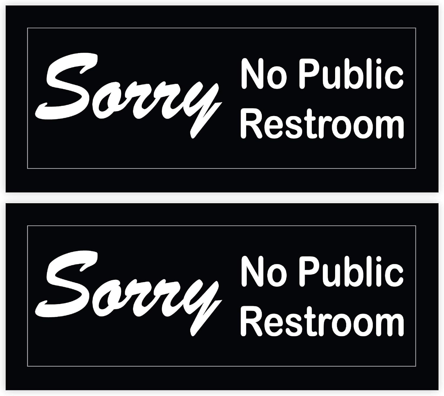 Professional 4 x 9 Inch No Public Restroom Sign Set for Business Use – 2 Pack