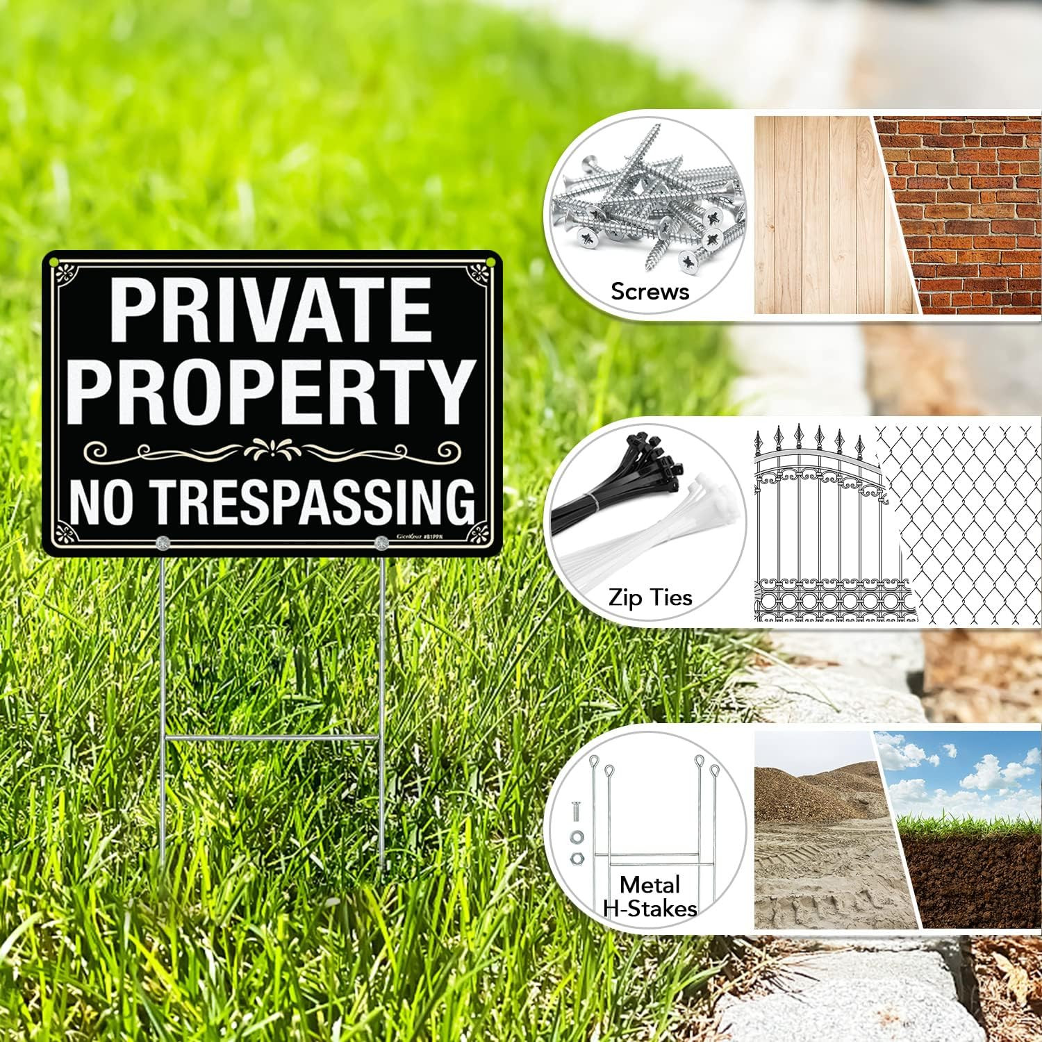 3 Pack No Trespassing Signs Private Property Sign 12×8 inches, 12&Prime;×8&Prime; 3
