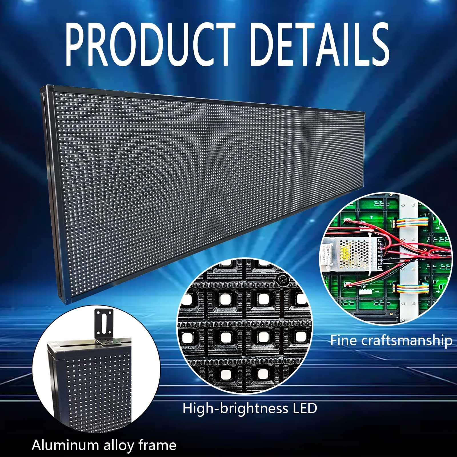 HS Programmable Scrolling Led Sign Digital Signs Outdoor WaterproofP10 77’’x20’’