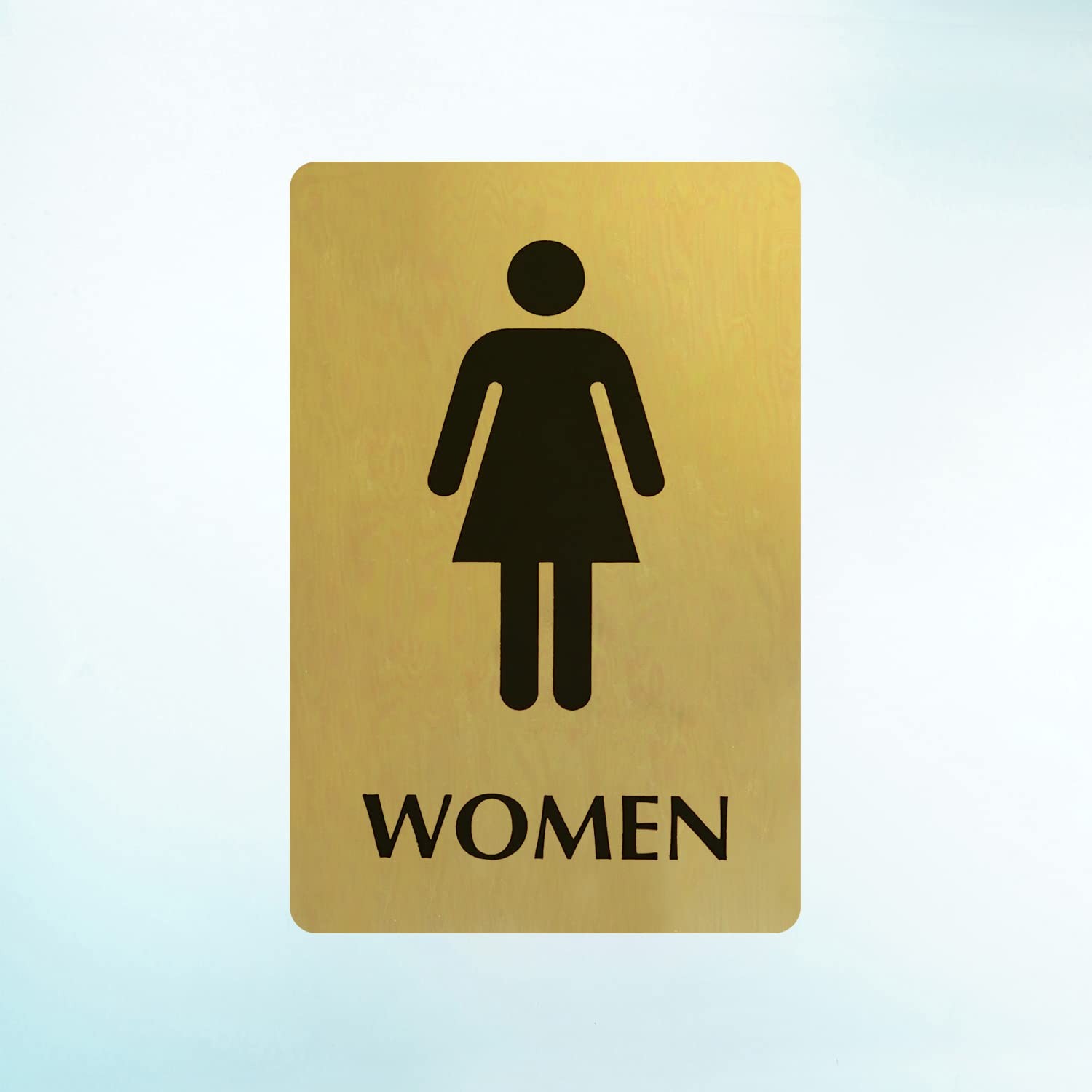 6×9 Inch Gold Black Engraved 40 Mil Brass Metal Womens Restroom Sign Door