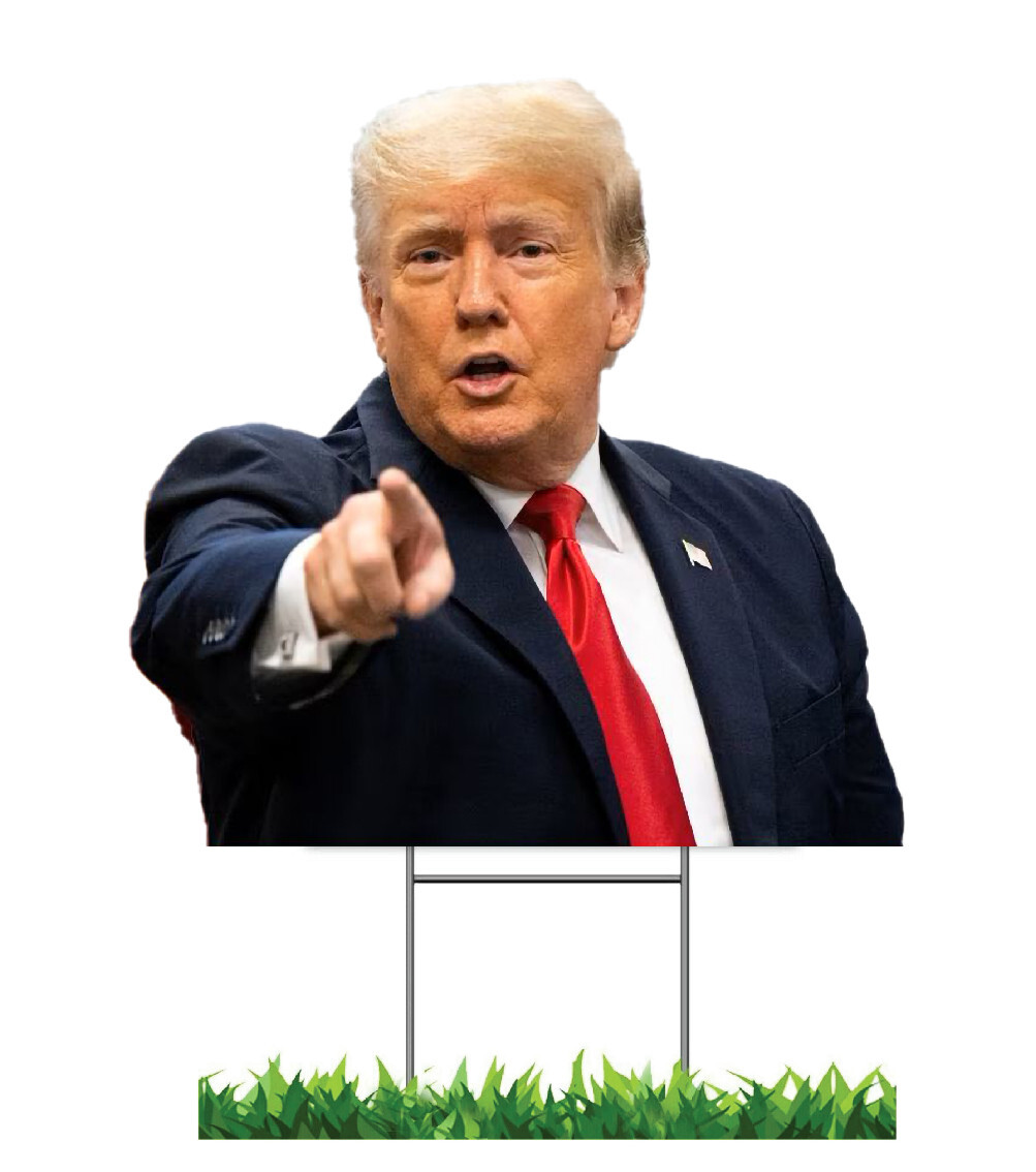 TRUMP 2024 CUT TO SHAPE 12&Prime;x12&Prime; POLITICAL YARD SIGN WITH FREE STAKES MADE IN USA