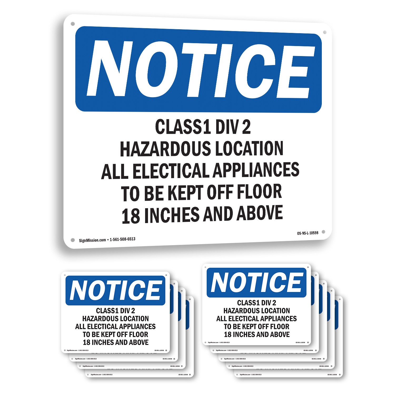 Class 1 Div 2 Hazardous Location All Electrical OSHA Notice Sign – 5 or 10 Pack