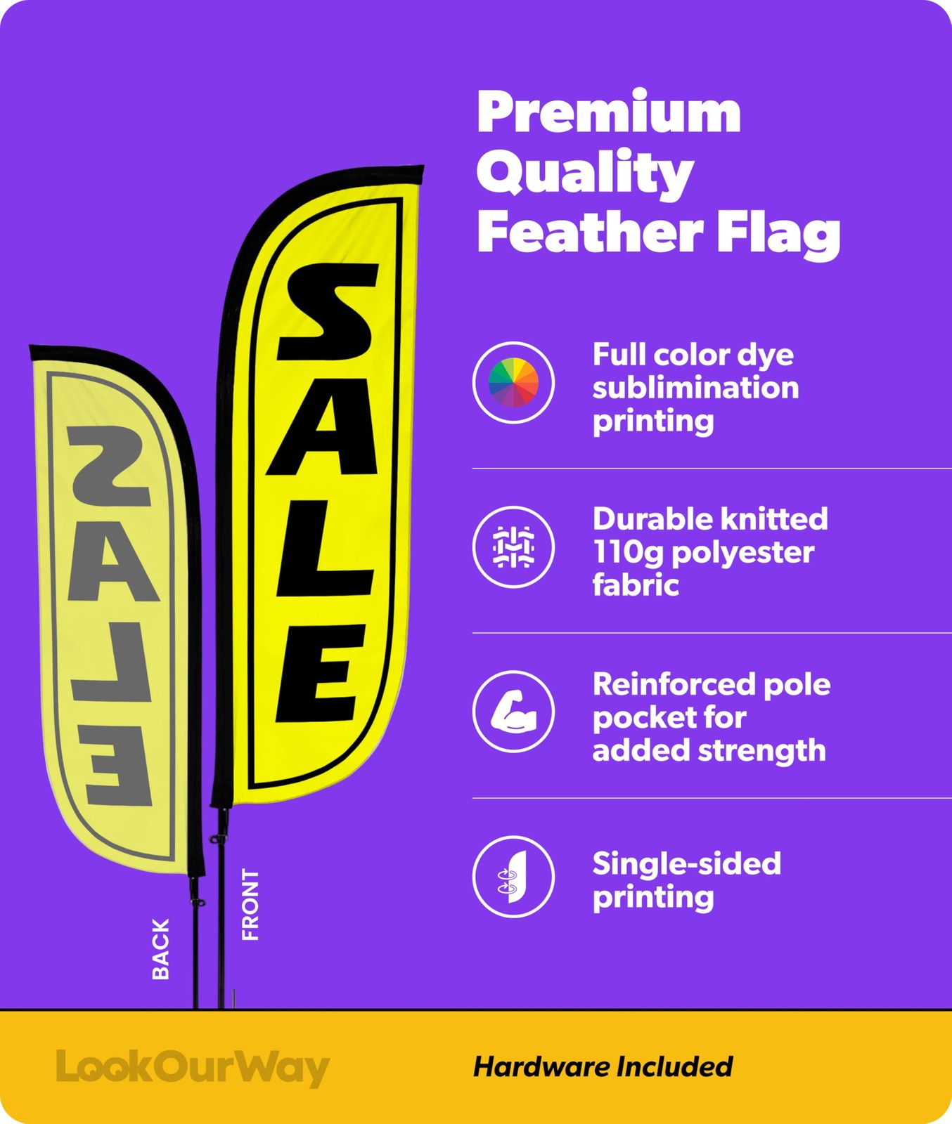 Lookourway Feather Flag Pole Kit – 7 Feet Tall Advertising Banner Fiberglass