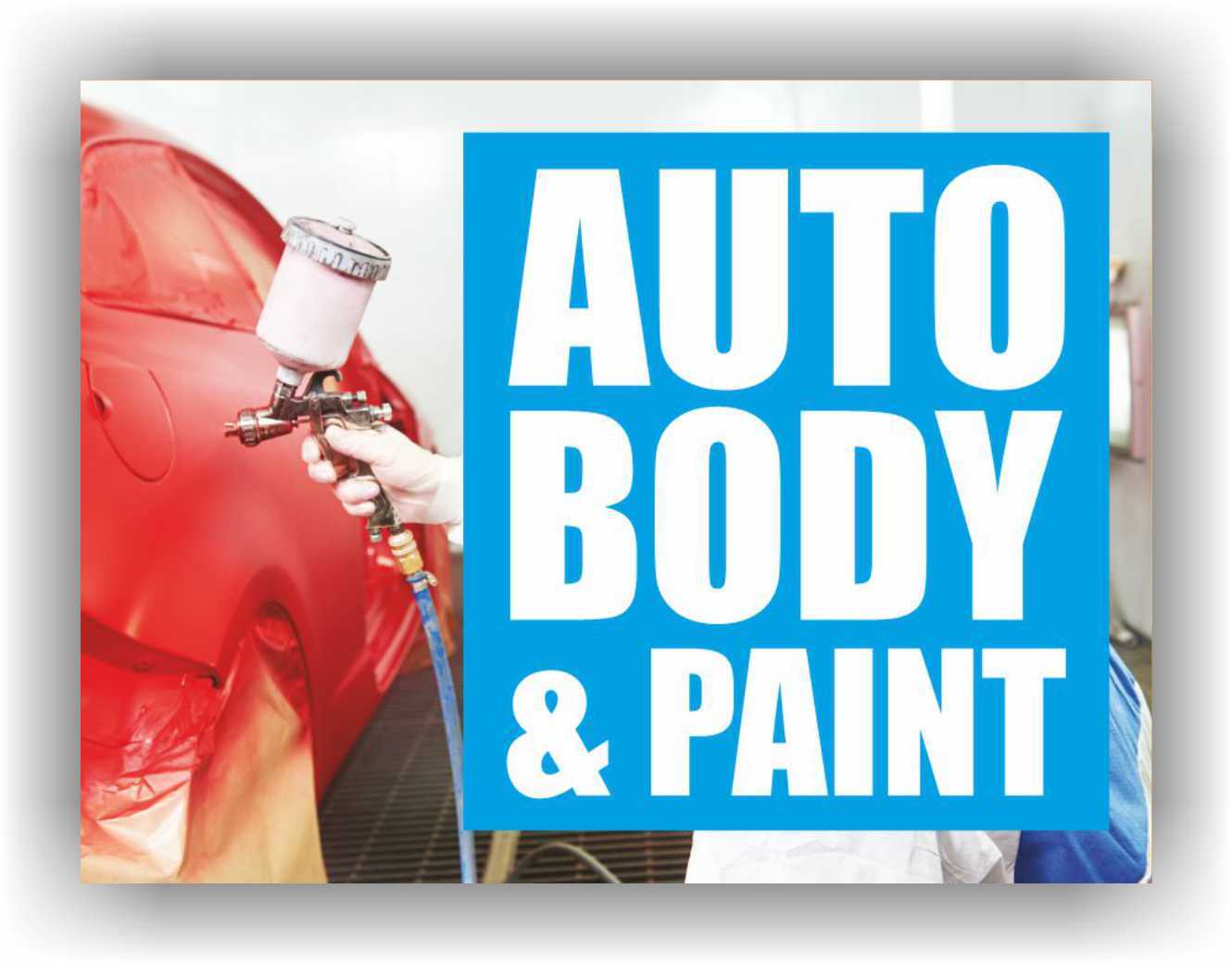 AUTO BODY PAINT Yard Sign Corrugate Plastic with H-Stakes Garage Service Repair