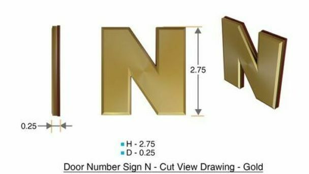 1 PCS – Apartment Number Sign/Mailbox Number Sign,Letter N (Gold,3D…ref0420