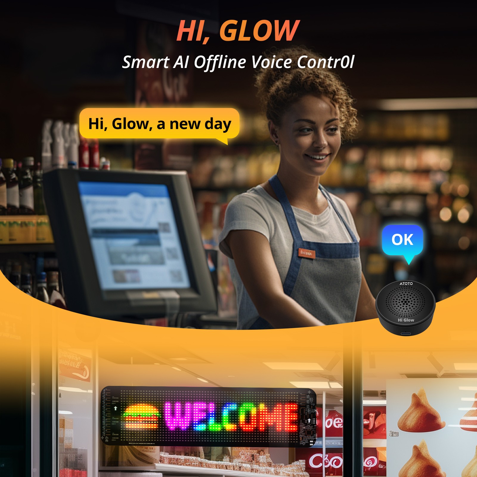 ATOTO 13.7 » Car LED Sign Light Programmable AI Voice Command & APP Control