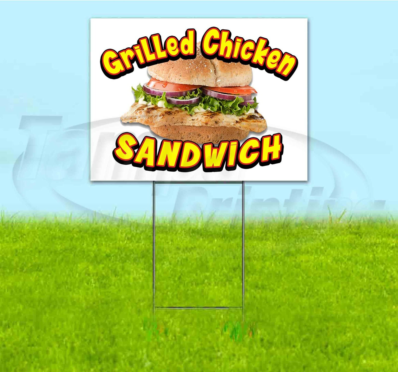GRILLED CHICKEN SANDWICH 18×24 Yard Sign WITH STAKE Corrugated Bandit USA FOOD