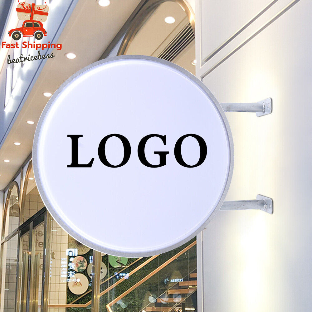 20&Prime; LED Double Sided Round Light Box Outdoor Sign Advertising Projecting Light