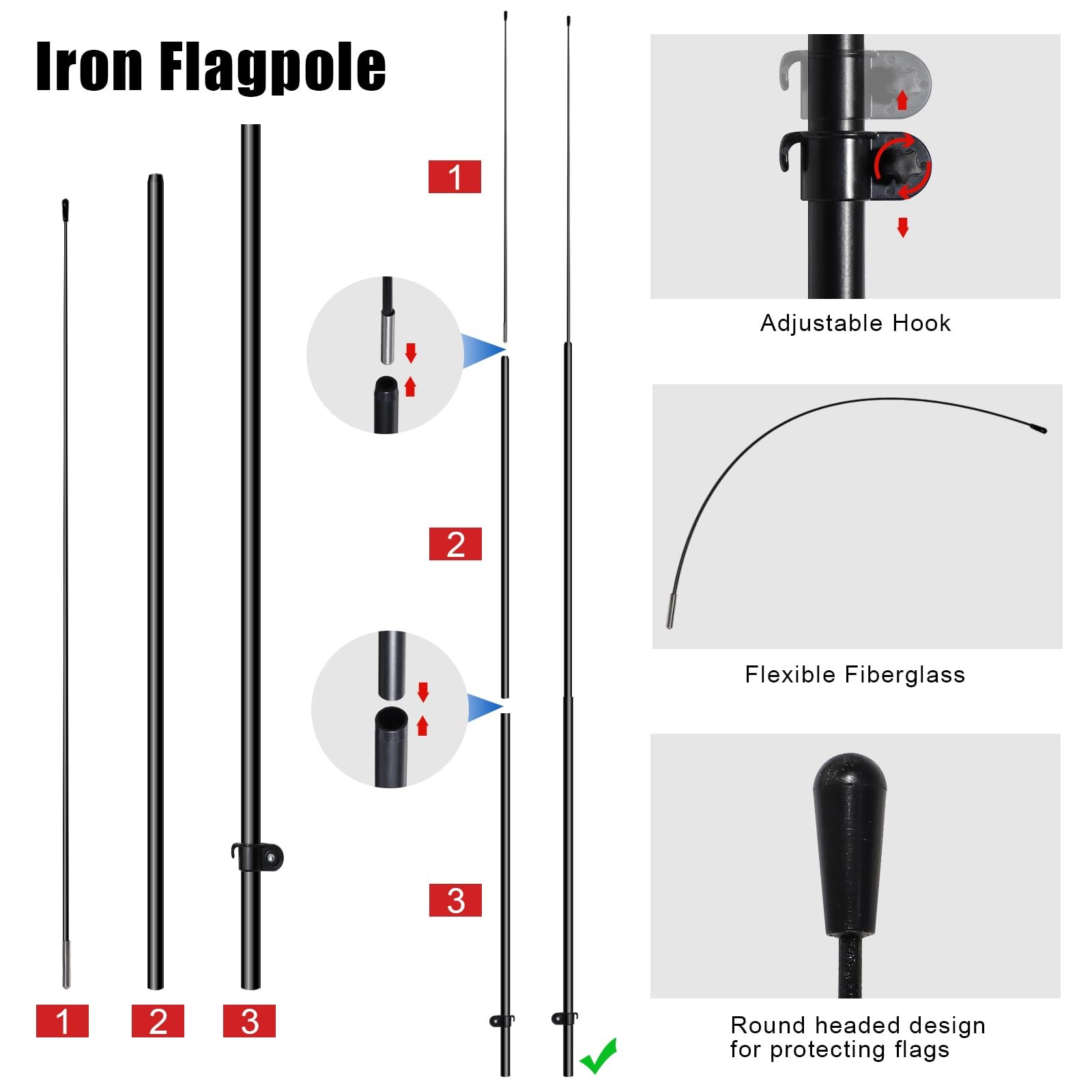 3 Sets Open Feather Flag Pole Kit, 9.2 Feet Tall Grand Opening Flag, Sign Adv…