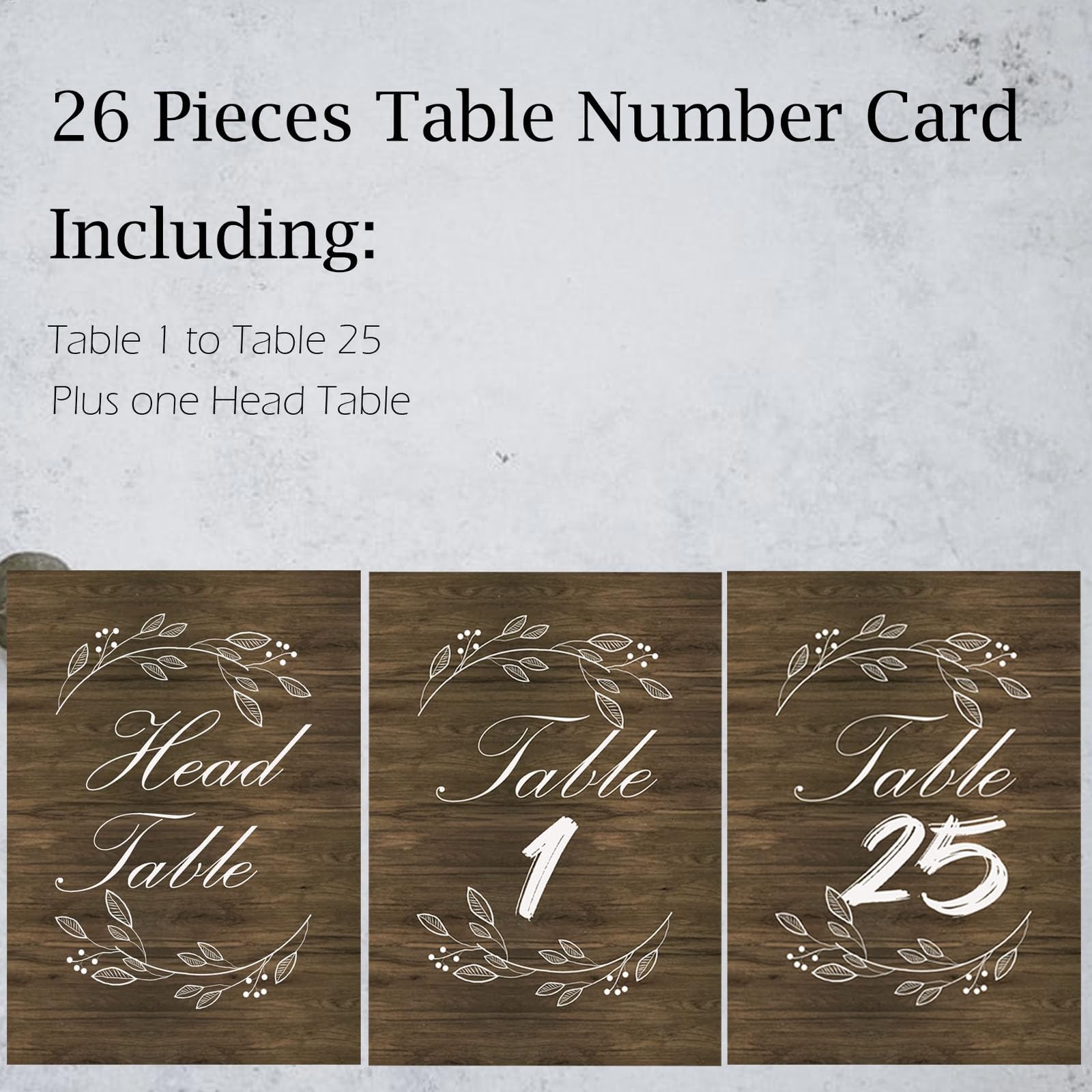 26 PCS Rustic Wooden Double Sided Table Number Cards 125 Holders 5×7 Inch