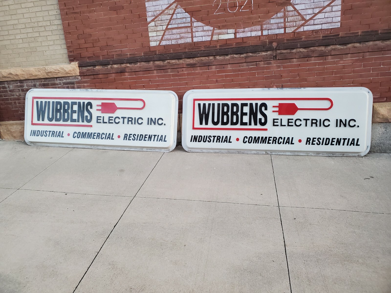 2 sides 97&Prime; plastic sign wubbens electric inc industrial commercial residential