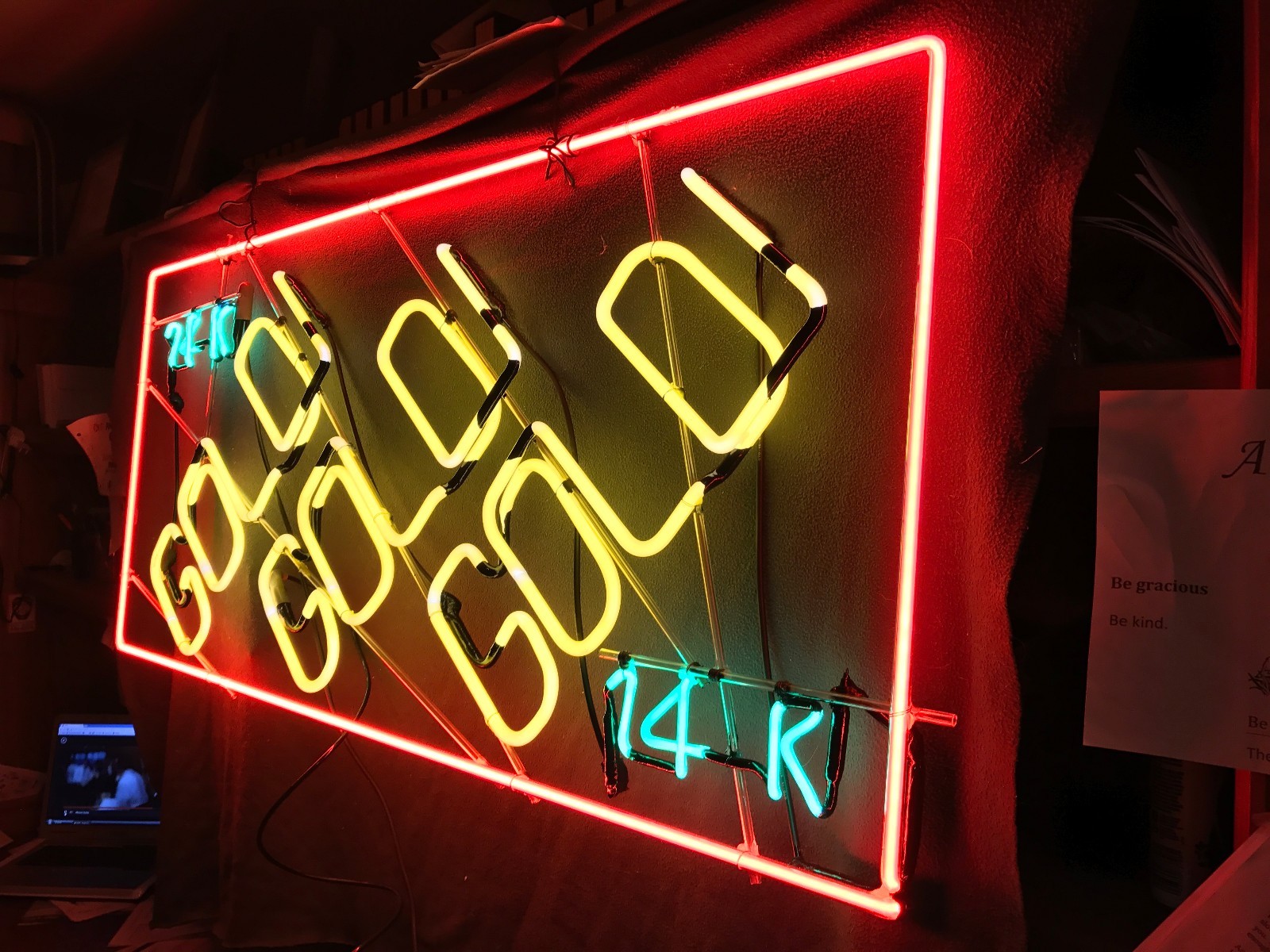 Buy Sell Scrap gold diamond pawnshop jewelry store sign 14K GOLD large neon sign