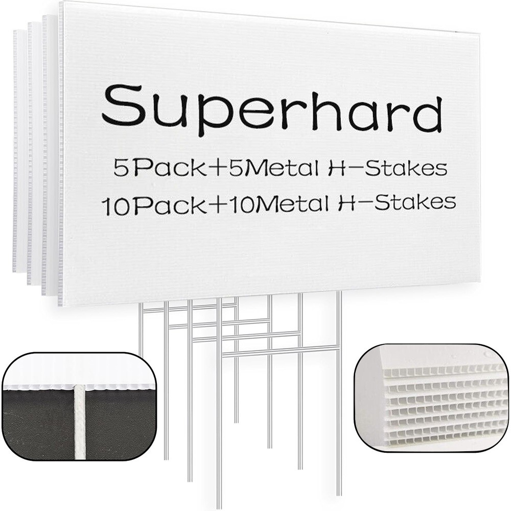 18&Prime;x24&Prime; Durable Blank Yard Business Sign Kit 0.14&Prime; Thickness with 21&Prime; H Stakes