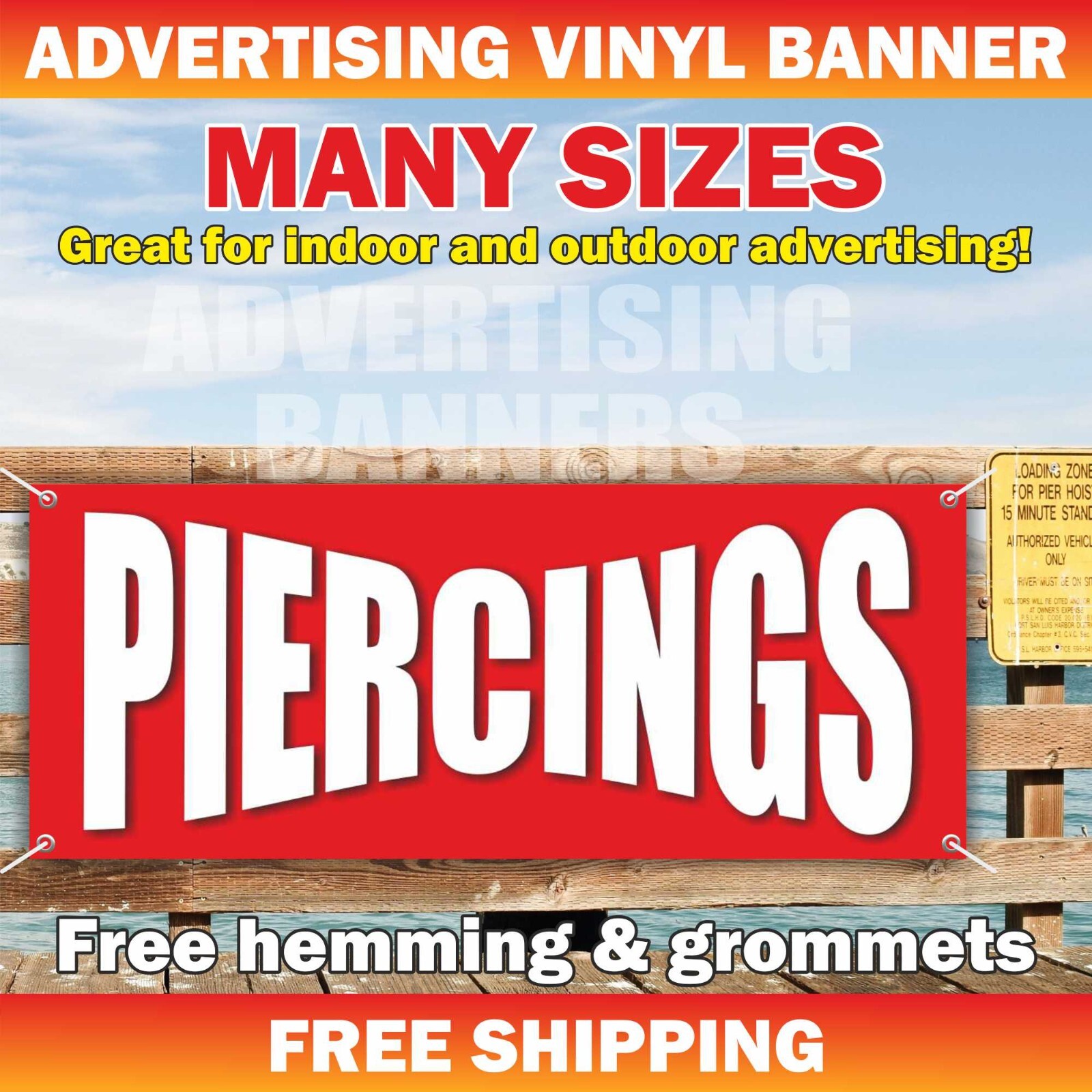 PIERCINGS Advertising Banner Vinyl Mesh Sign tattoo temporary color body