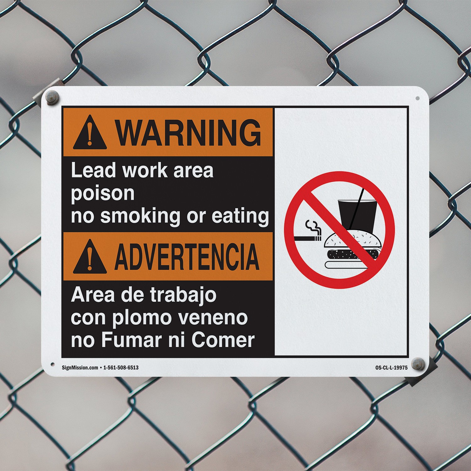 Warning Lead Work Area Poison No Smoking (Bilingual Spanish) OSHA Sign 5/10 Pack