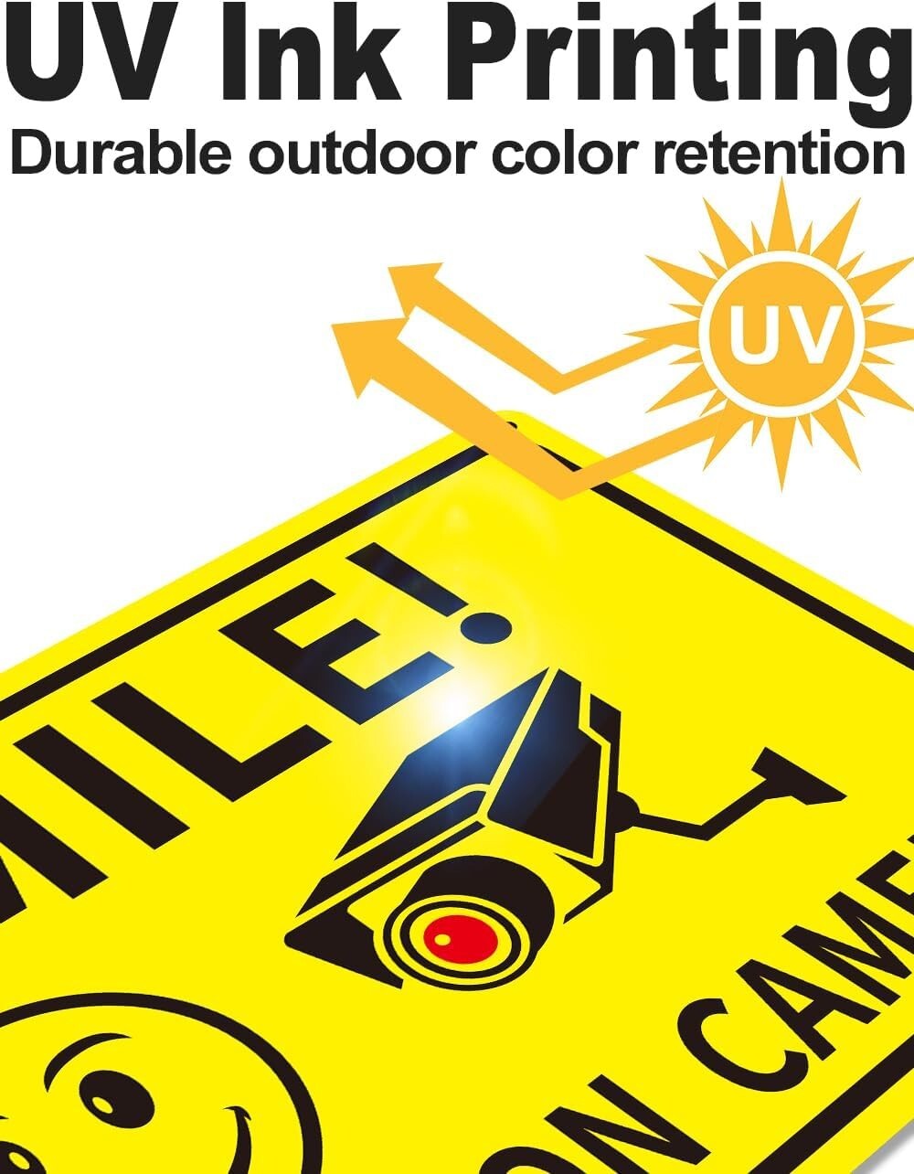 4-Pack Smile You&rsquo;re On Camera Signs 8&Prime;x12&Prime; Rust Free Aluminum Video Surveillance