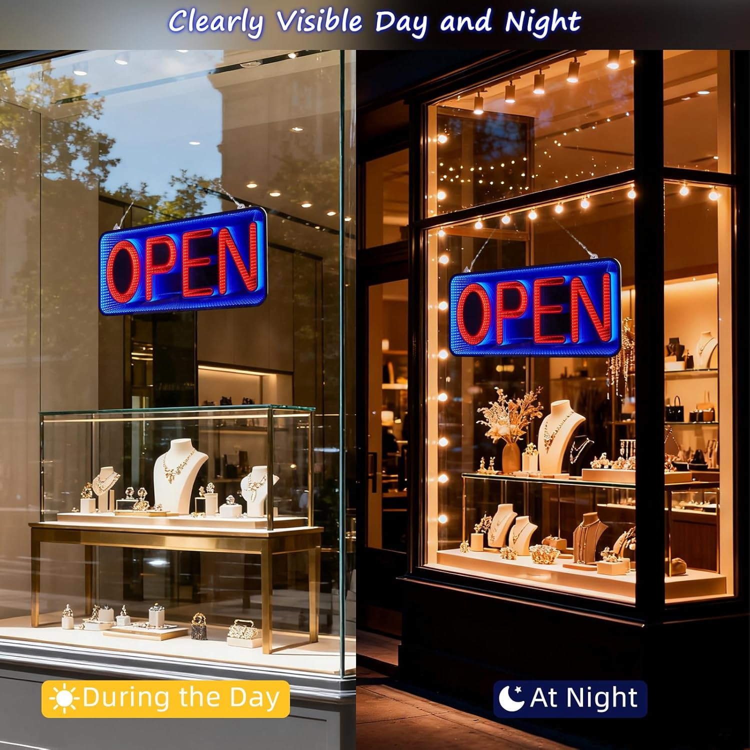 Dimmable 3D LED Open Sign – Double-Sided Infinity Mirror for Business Decor