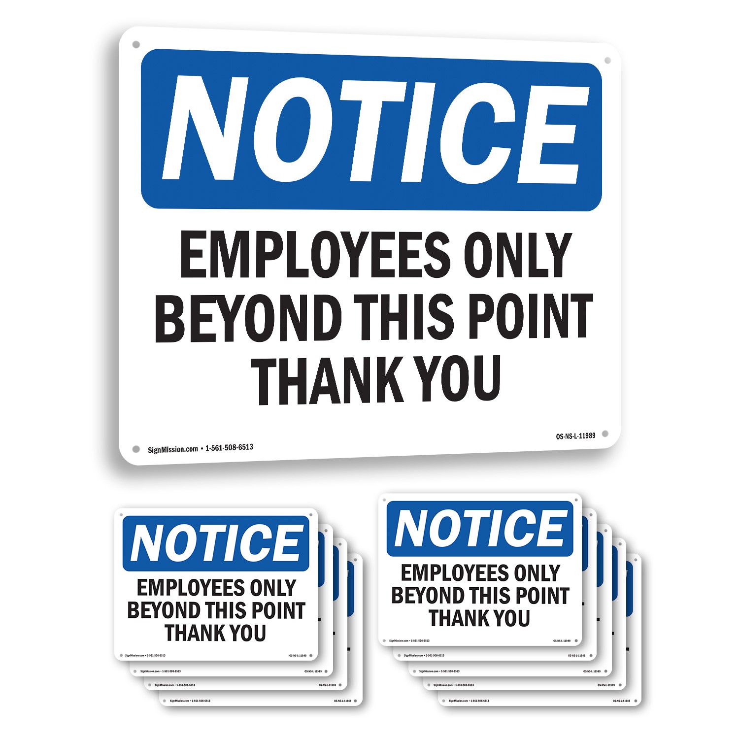 Employees Only Beyond This Point Thank You OSHA Notice Sign, Decal 5 or 10 Pack
