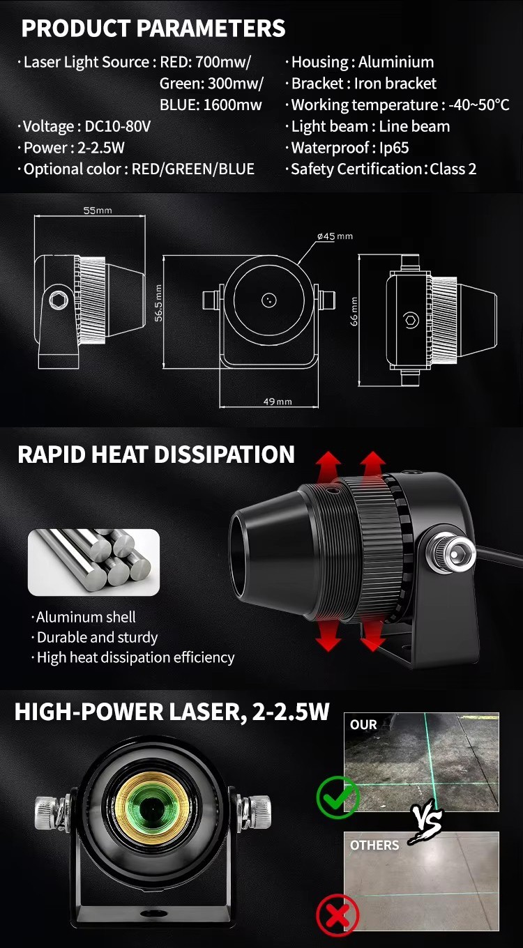1-4Pcs Adjustable Forklift Floor Warning Light Safety Laser Line Projector