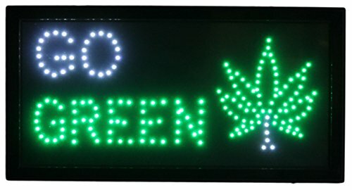 Go Green w/ Marijuana Leaf 19&Prime;x10&Prime; Flashing LED Sign