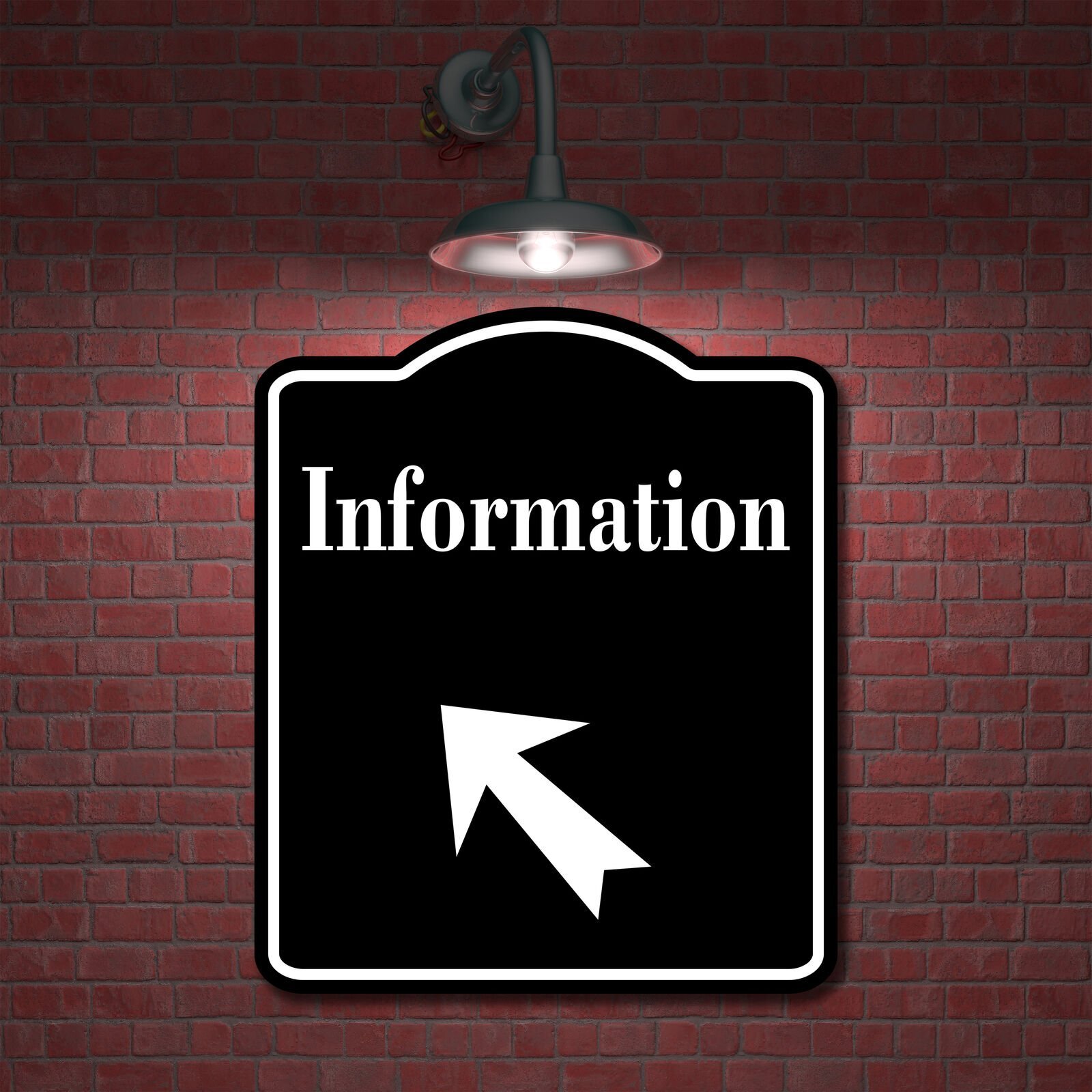 Information 45 Degree Up Left Arrow BLACK Aluminum Composite Sign