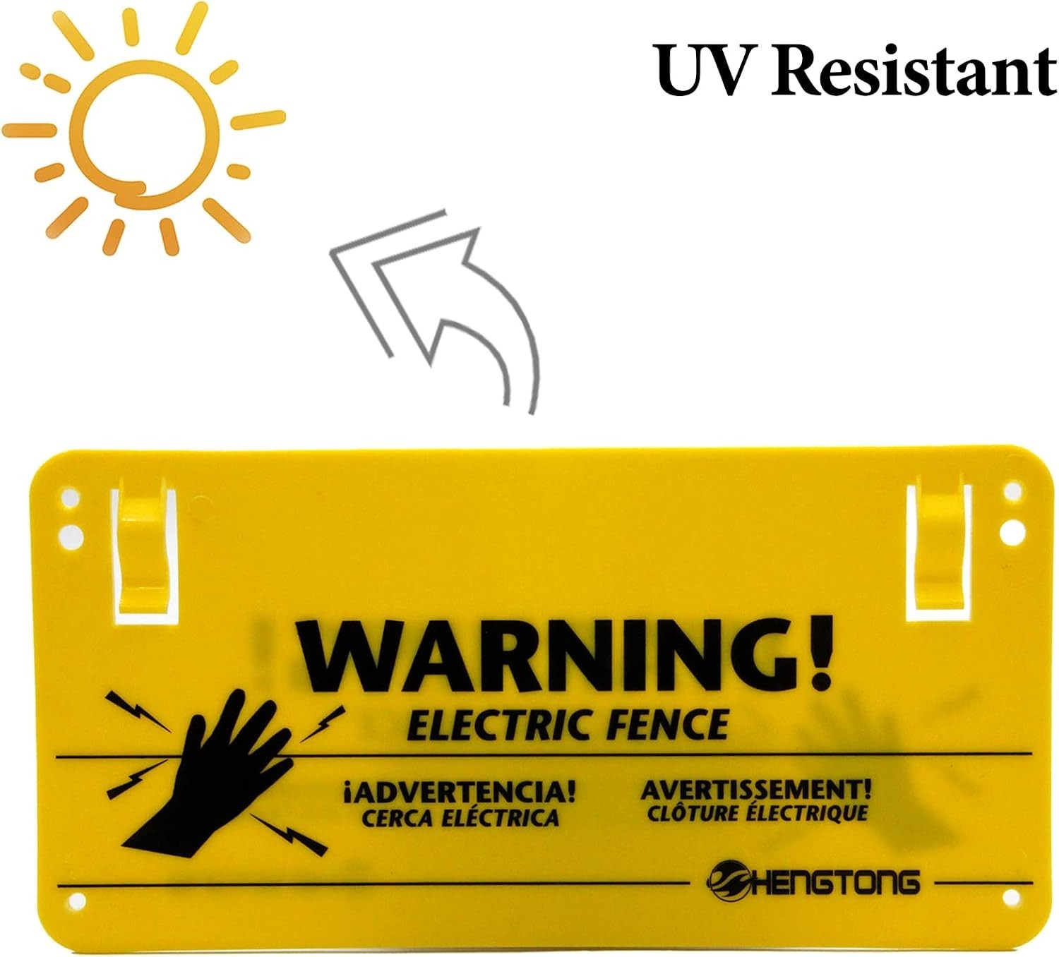 Plastic Electric Fence Warning Signs 4 Pcs 9.5 x 4.7 Inch | Yellow durable sa…