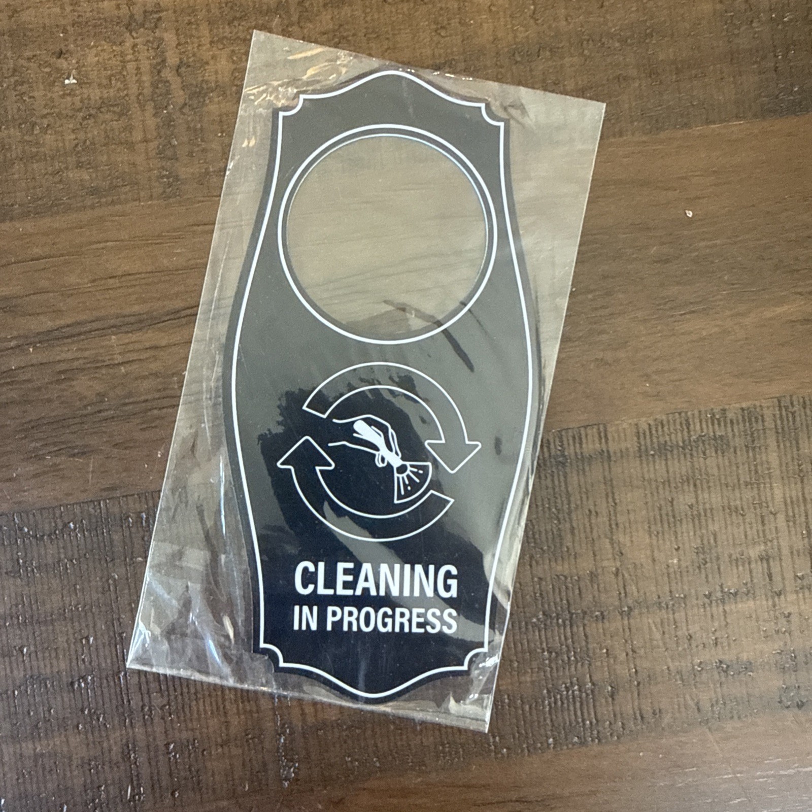 Signs ByLITA Cleaning in Progress Door Hanger – Black 4&Prime; x 8&Prime;