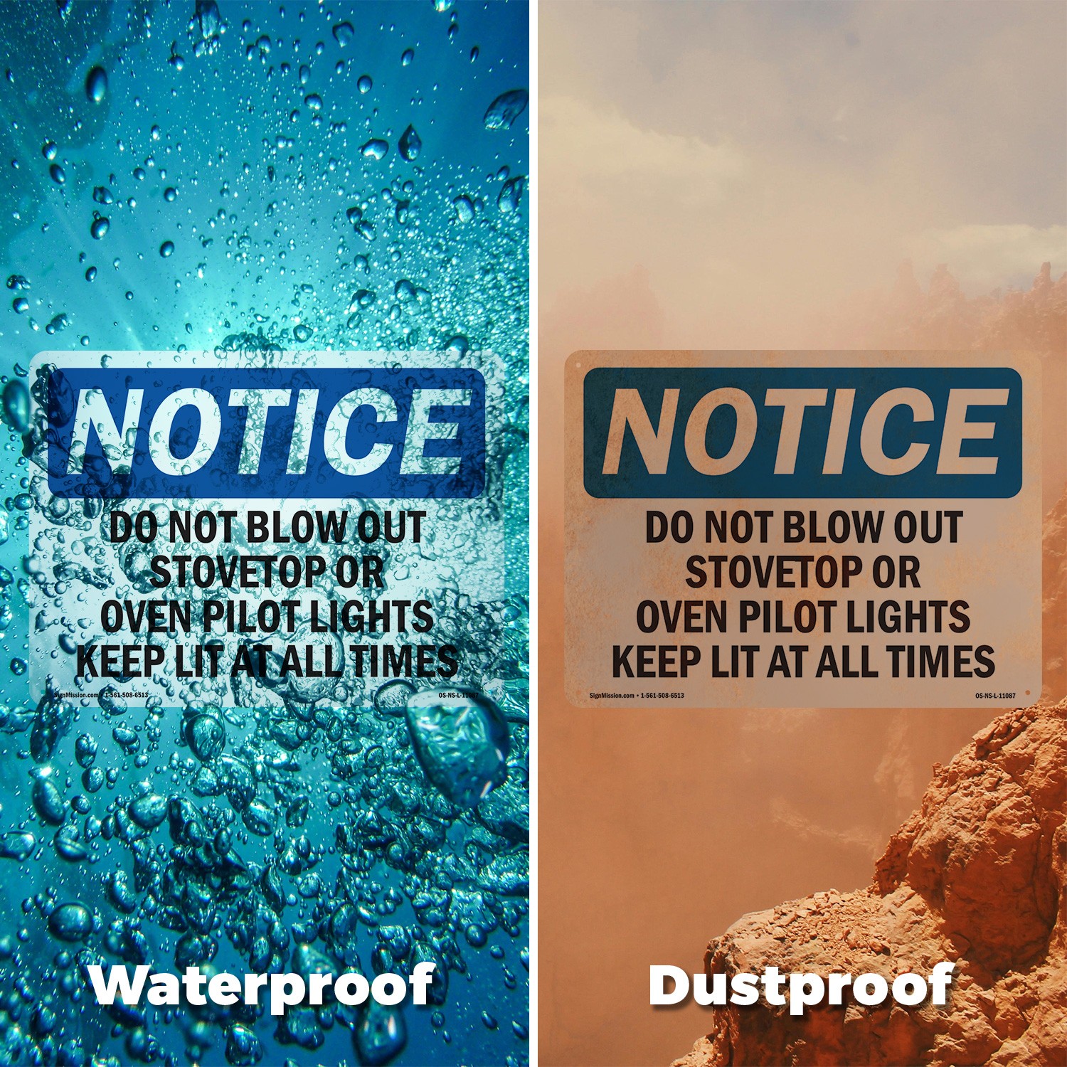 Do Not Blow Out Stovetop Or Oven Pilot Lights OSHA Notice Sign, Decal 5/10 Pack