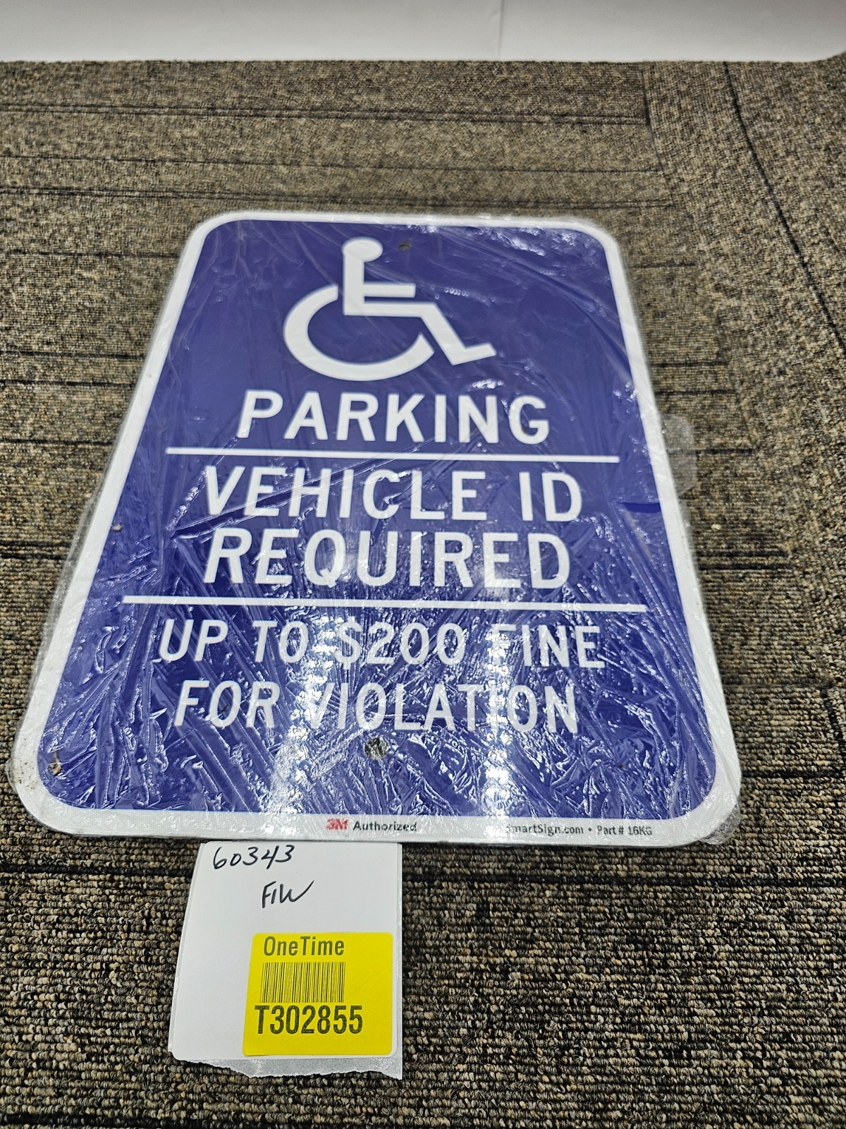 SmartSign 16KG Handicapped Parking Vehicle ID Required Up to $200 Fine