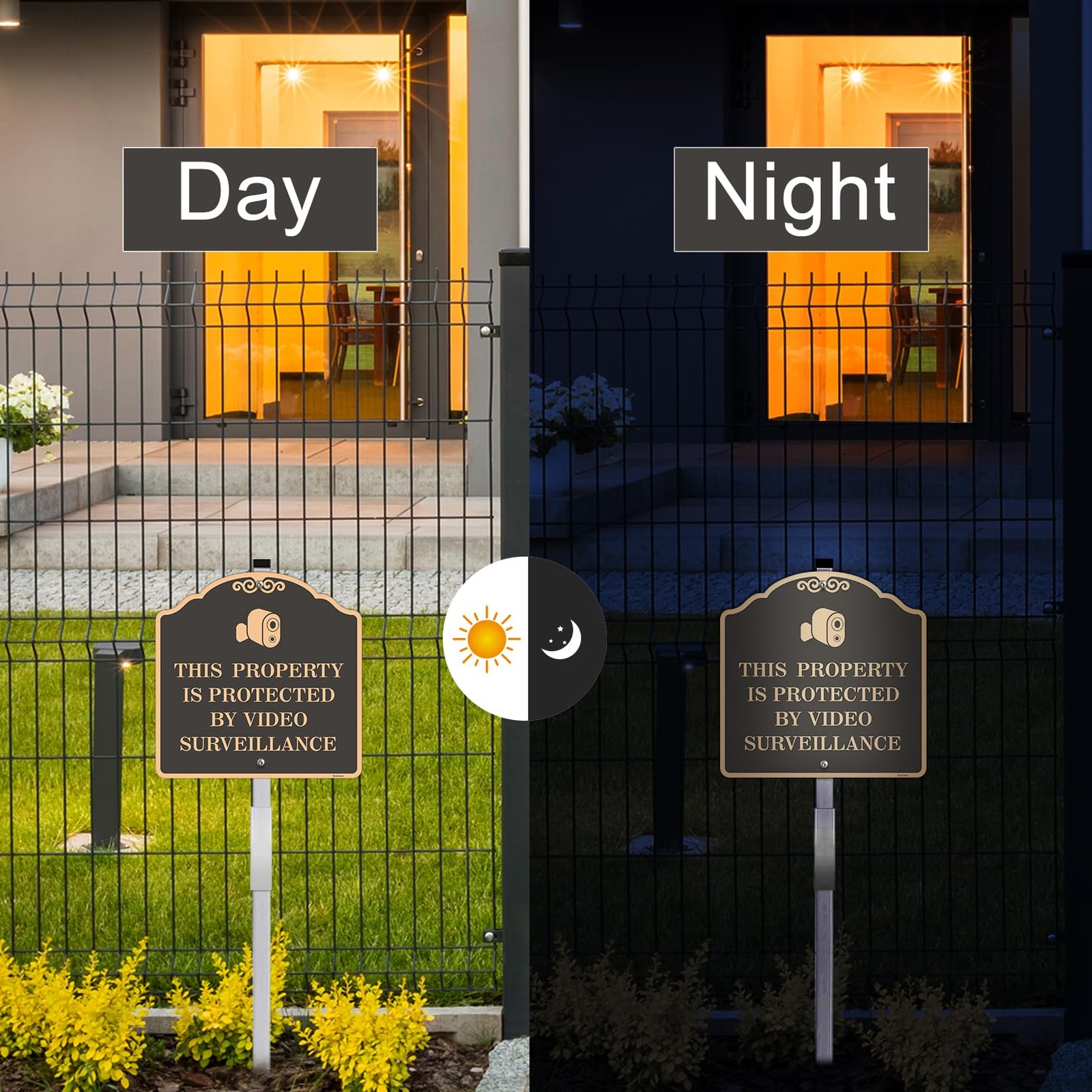 Large (2 Pack) 12X12 Inch Video Surveillance Yard Sign, Reflective, Aluminum,…