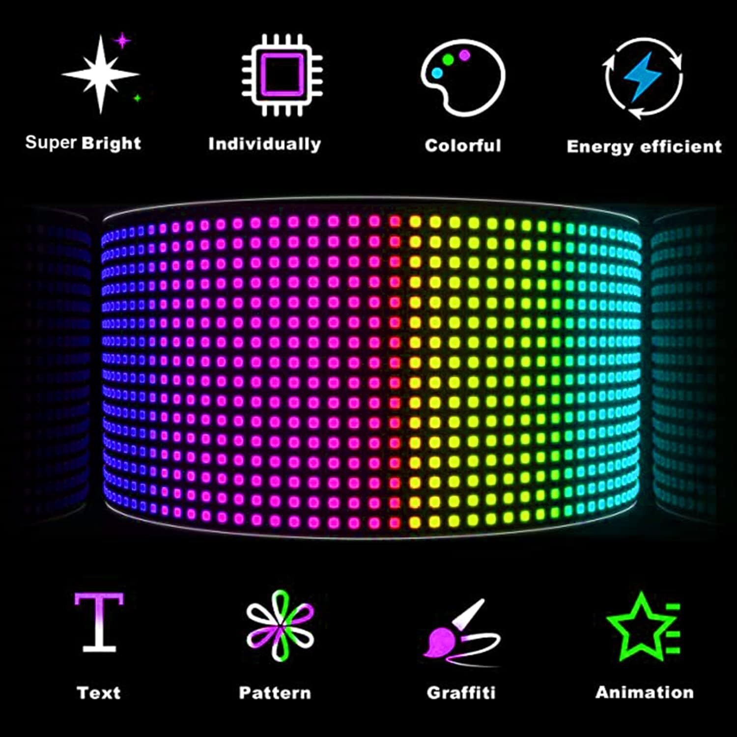 Scrolling LED Sign Matrix Pixel Panel CAR Advertising Screen APP Control