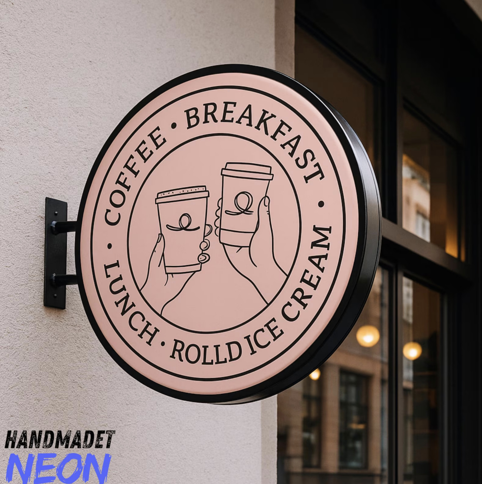 LED Light Box Sign – Double-Sided Round Acrylic Metal Storefront Sign Outdoor