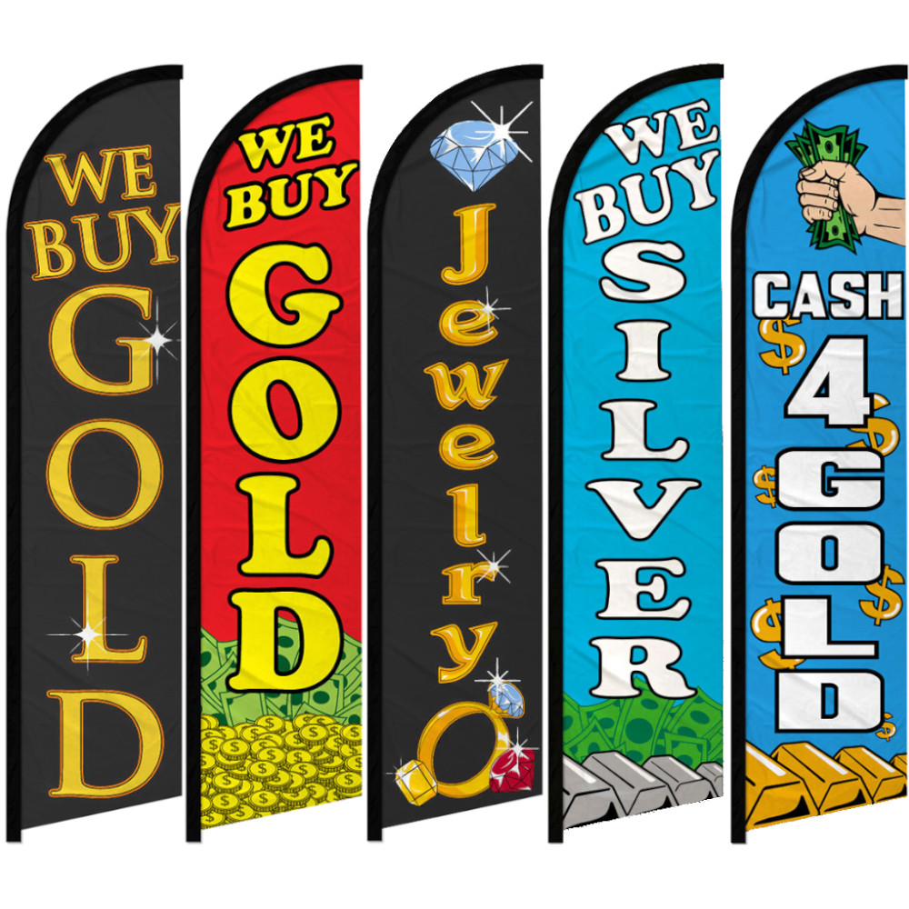 Jewelry Store Windless Swooper Full Curve Flag We Buy Gold & Silver