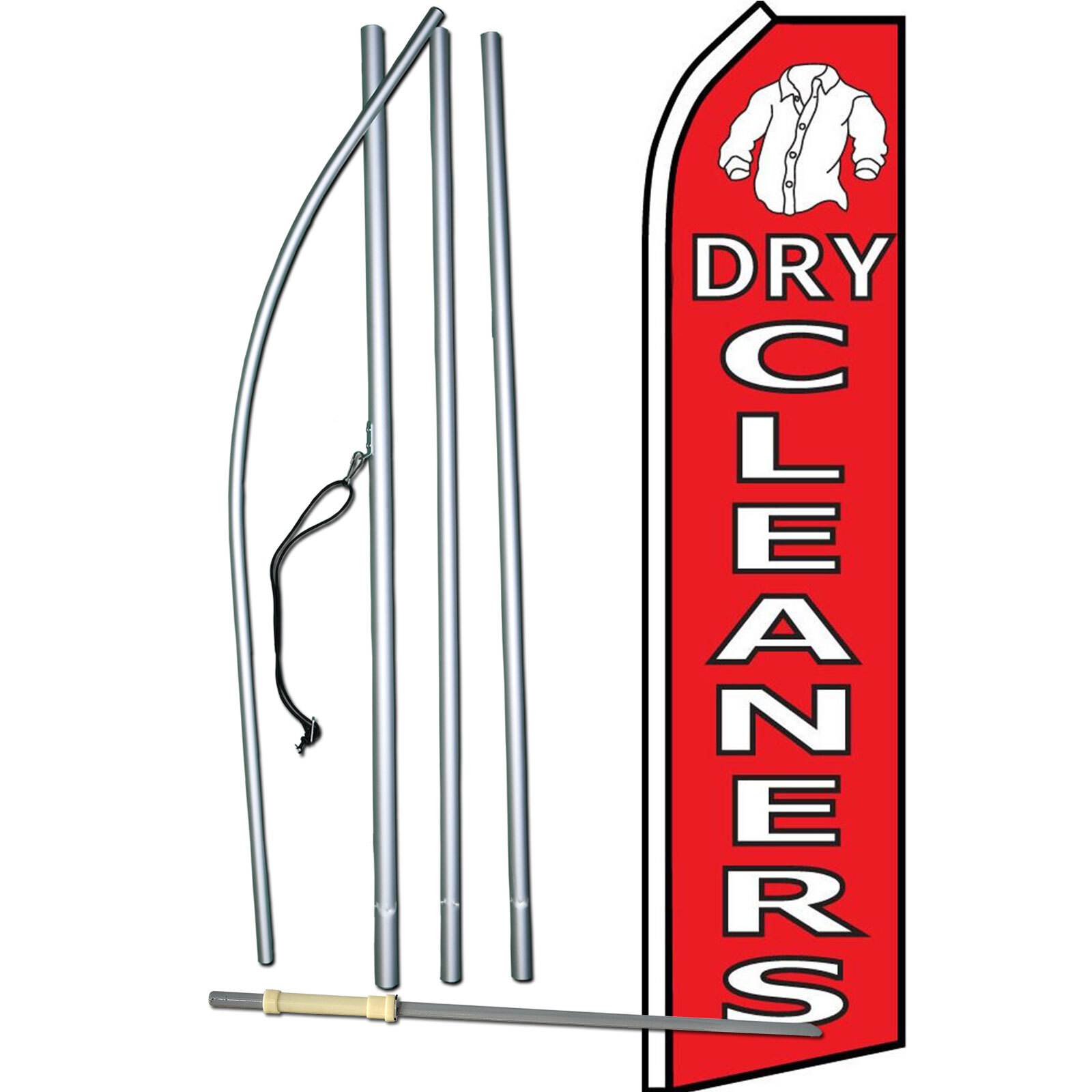 Dry Cleaners Flag with Flag Pole and Spike