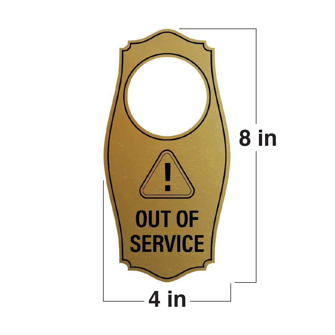 Out Of Service Door Hanger Brushed Silver 4×8 Inch Notification 2 PCS