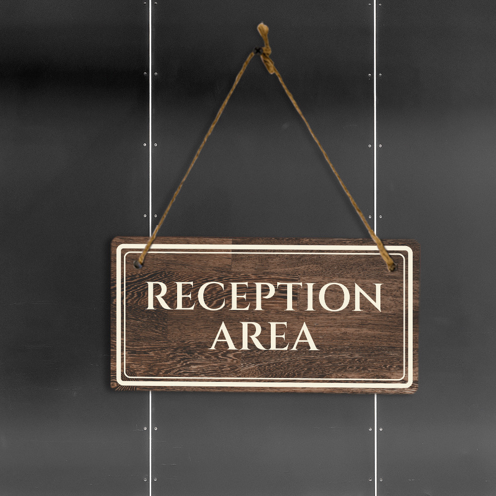Reception Area 5&Prime; x 10&Prime; Hanging Wall or Door Sign | Legal and Court Signage