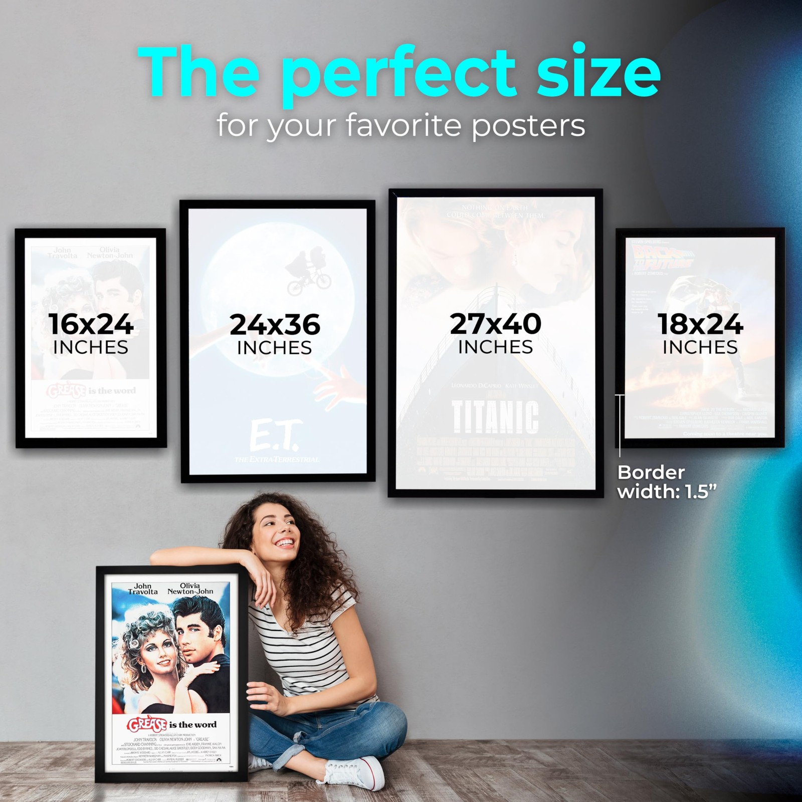NexaFrame LED Backlit Movie Poster Frame – 24 x 36 Black Cinema Box for Poste…
