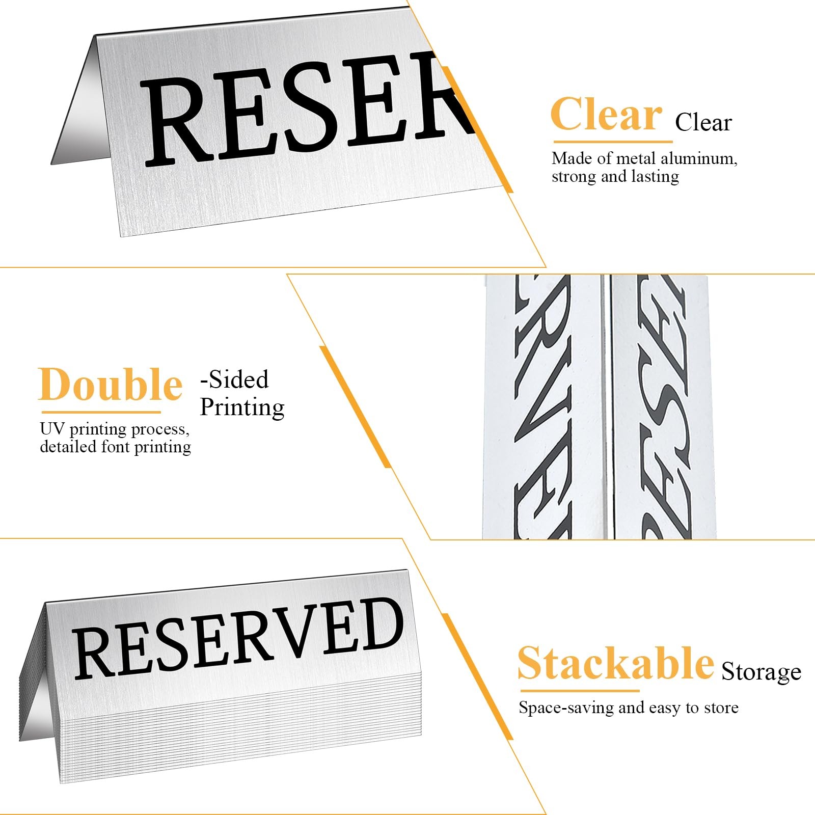 24 Pcs Metal Reserved Table Signs, Silver Table Top Reserved Sign for Restaur…