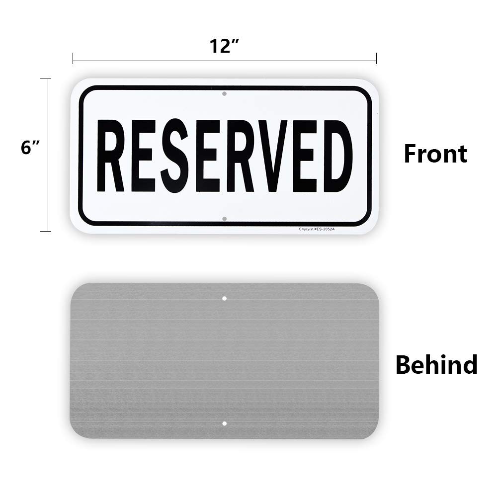 2 PCS Reserved Sign 12×6 Inch .040 Aluminum Reflective Rust Free Weather