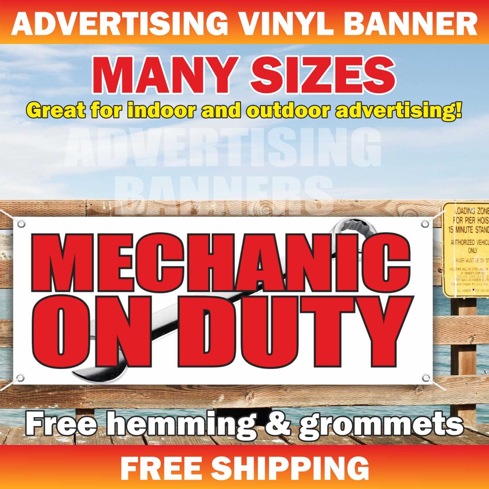 MECHANIC ON DUTY Advertising Banner Vinyl Mesh Sign repair service tools garage