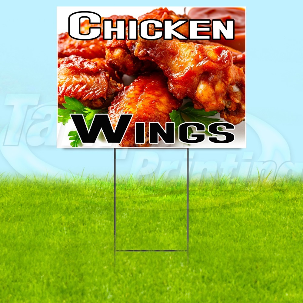 CHICKEN WINGS 18×24 Yard Sign Food Plastic Corrugated WITH STAKE USA YS07670