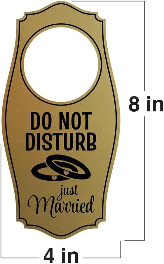 Do Not Disturb Just Married Door Hanger Sign White, 4&Prime; x 8&Prime;