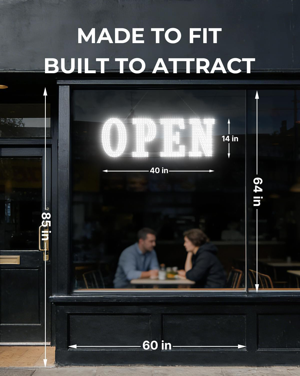 Jumbo 40&Prime;x14&Prime; LED Open Sign with Timer & Remote for Storefronts & Cafes