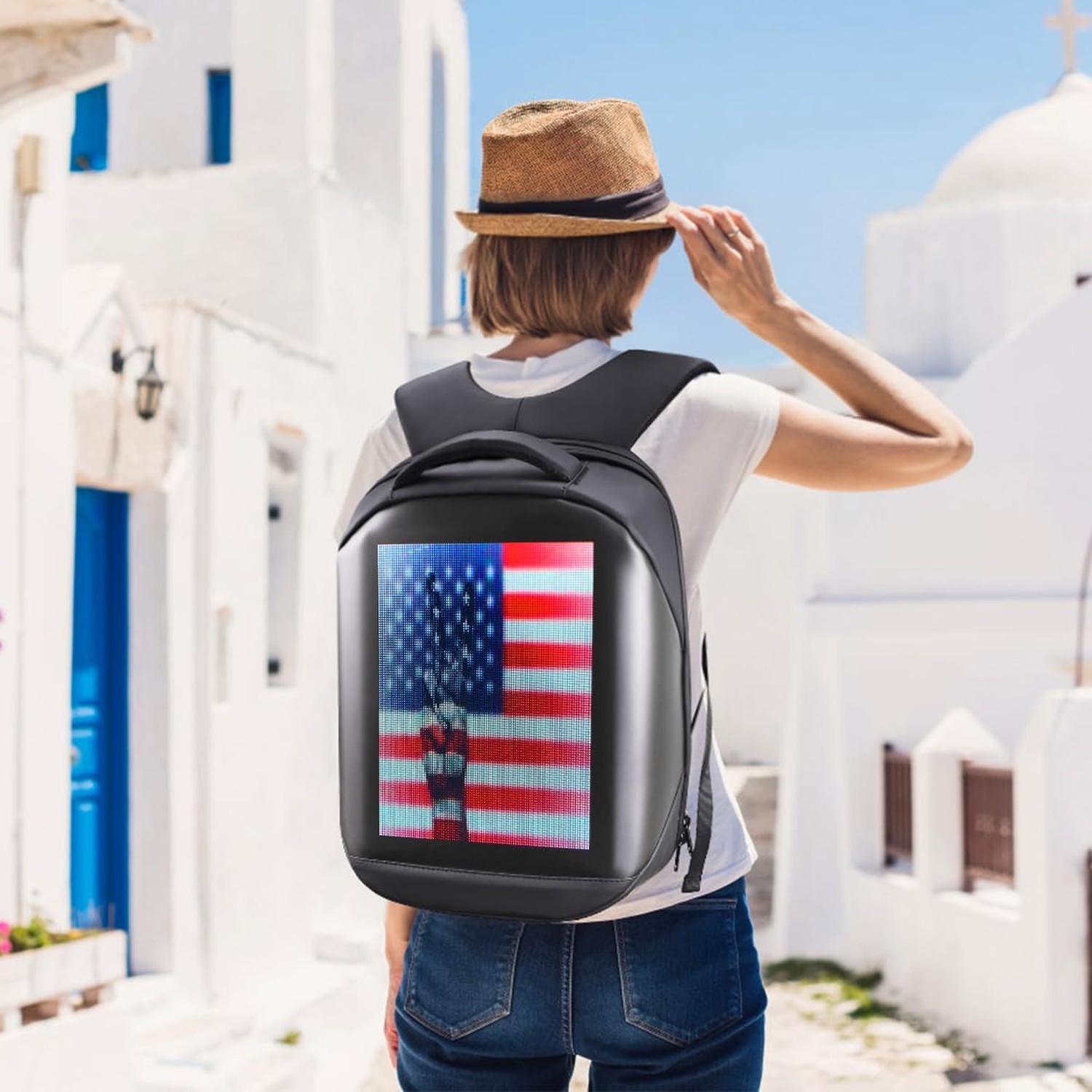 Led Backpack with Programmable Screen,HD Color Screen App Control 17 inches L…