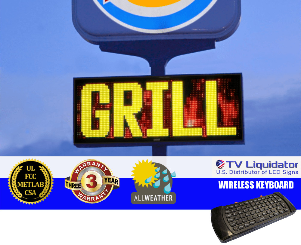 85&Prime; x 36&Prime; Outdoor Programmable LED Signs ~ UL, MET, CSA, FCC – TV Liquidator