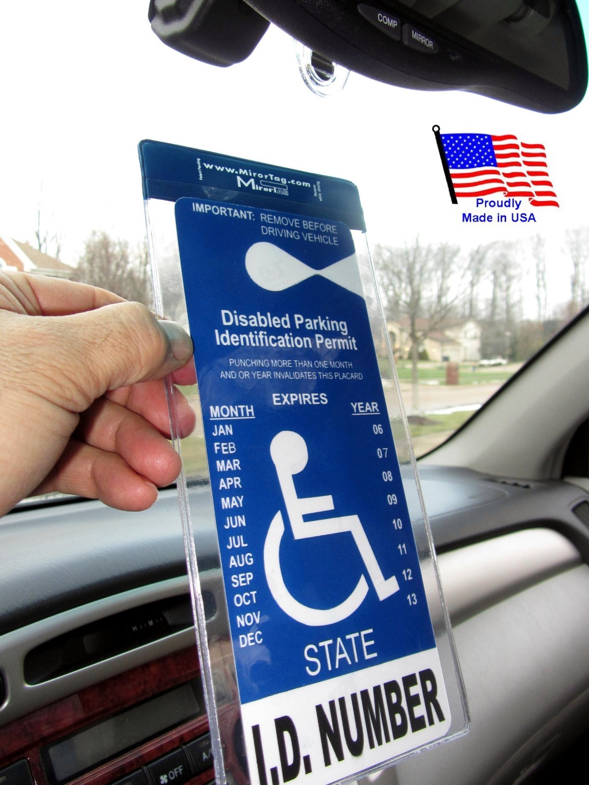 Handicap Parking Placard Holder – Magnetic Display for Disabled Permit Tag, USA