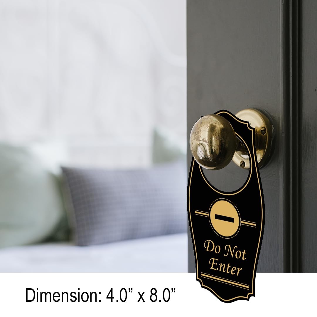 Do Not Enter Door Hanger Brushed Silver 4×8 Inch Privacy Sign Office Home