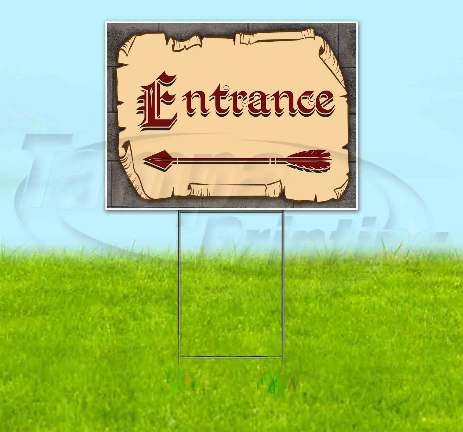 ENTRANCE ARROW 18×24 Yard Sign Corrugated Plastic Bandit Lawn Business MEDIEVAL
