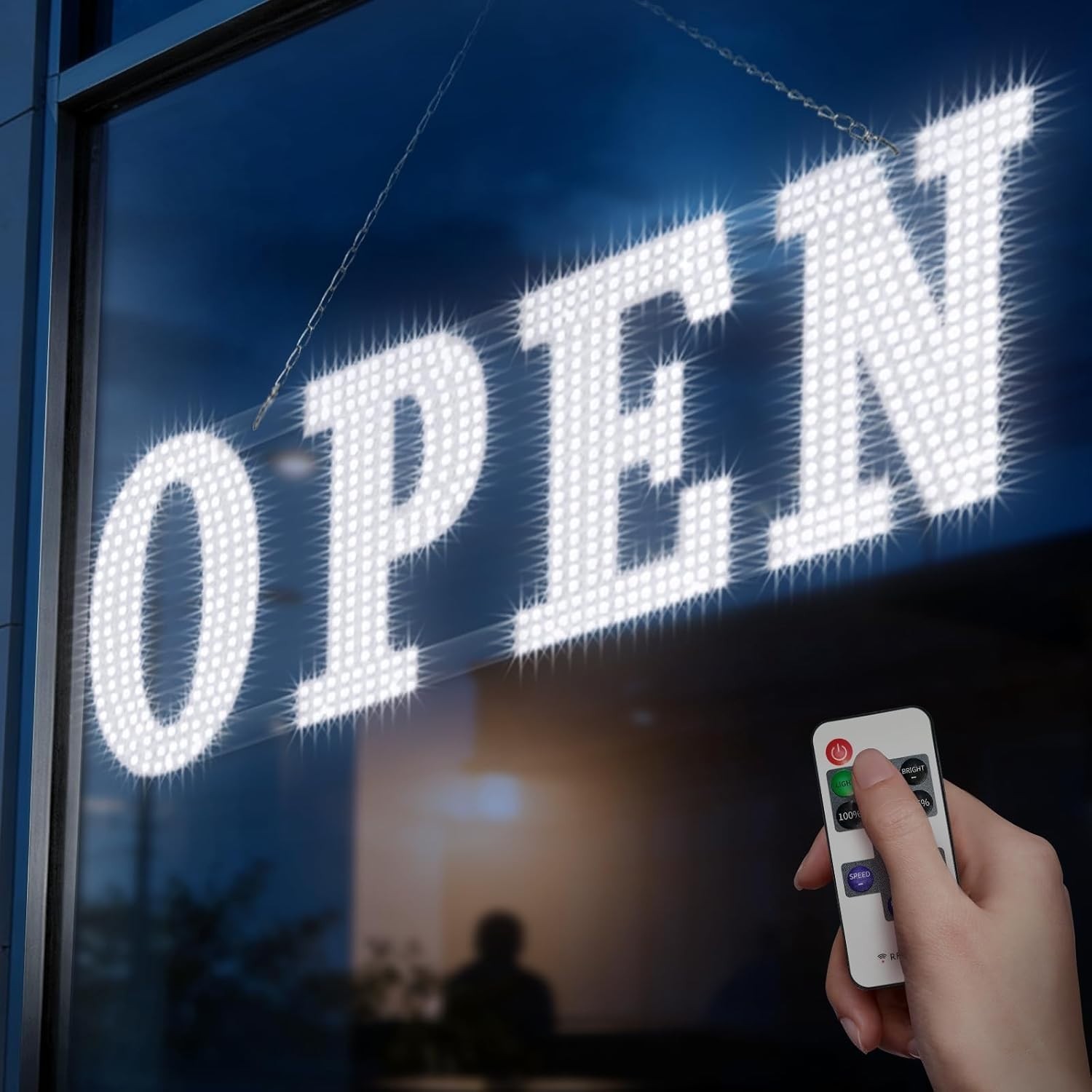 40&Prime; x 14&Prime; Large LED Open Sign with Remote Control High Bright Visibility Busines